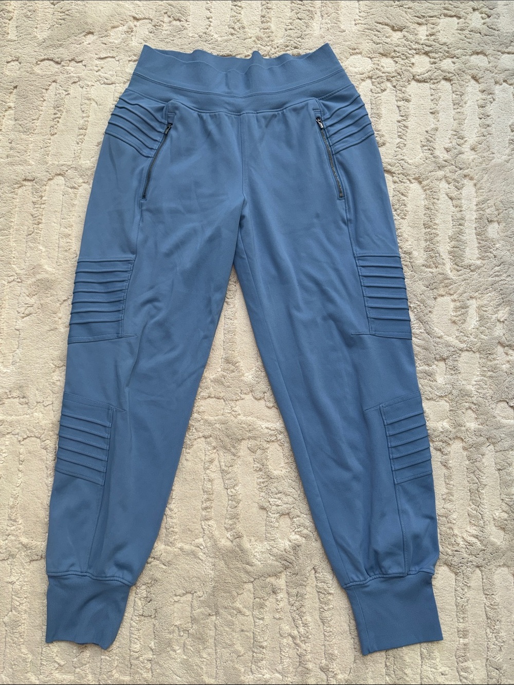 Athleta Slate Blue High Rise Wide Leg Moto Jogger Pants M